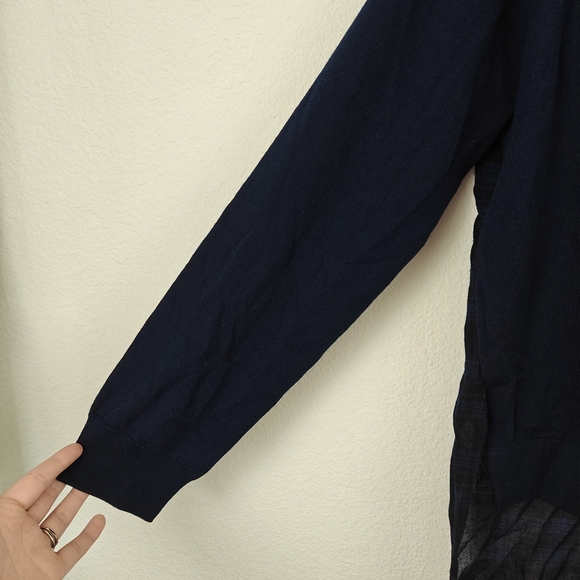 T By Alexander Wang Contrast Hi Low Hem Merino Wool Plaid V-neck Sweater M - Picture 11 of 16